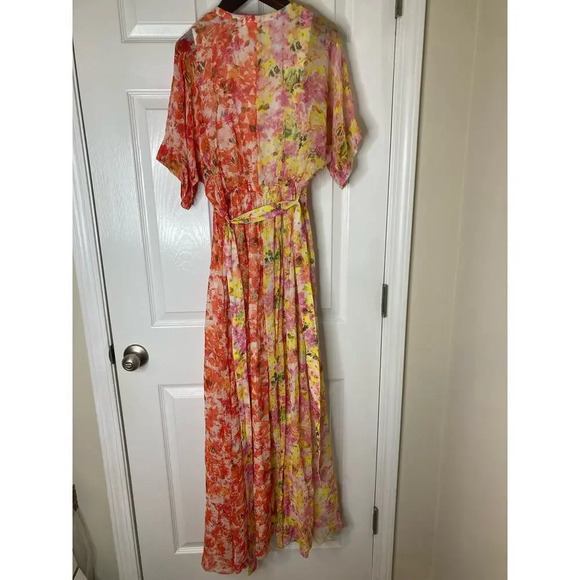 Rococo Sand Nesh Maxi dress orange yellow floral metallic sz XS - Picture 14 of 16